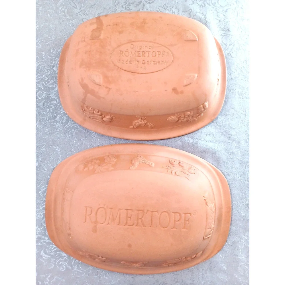 Romertopf 119 Germany Terracotta Orange Clay Large 14x10x7 Dutch Oven Roaster